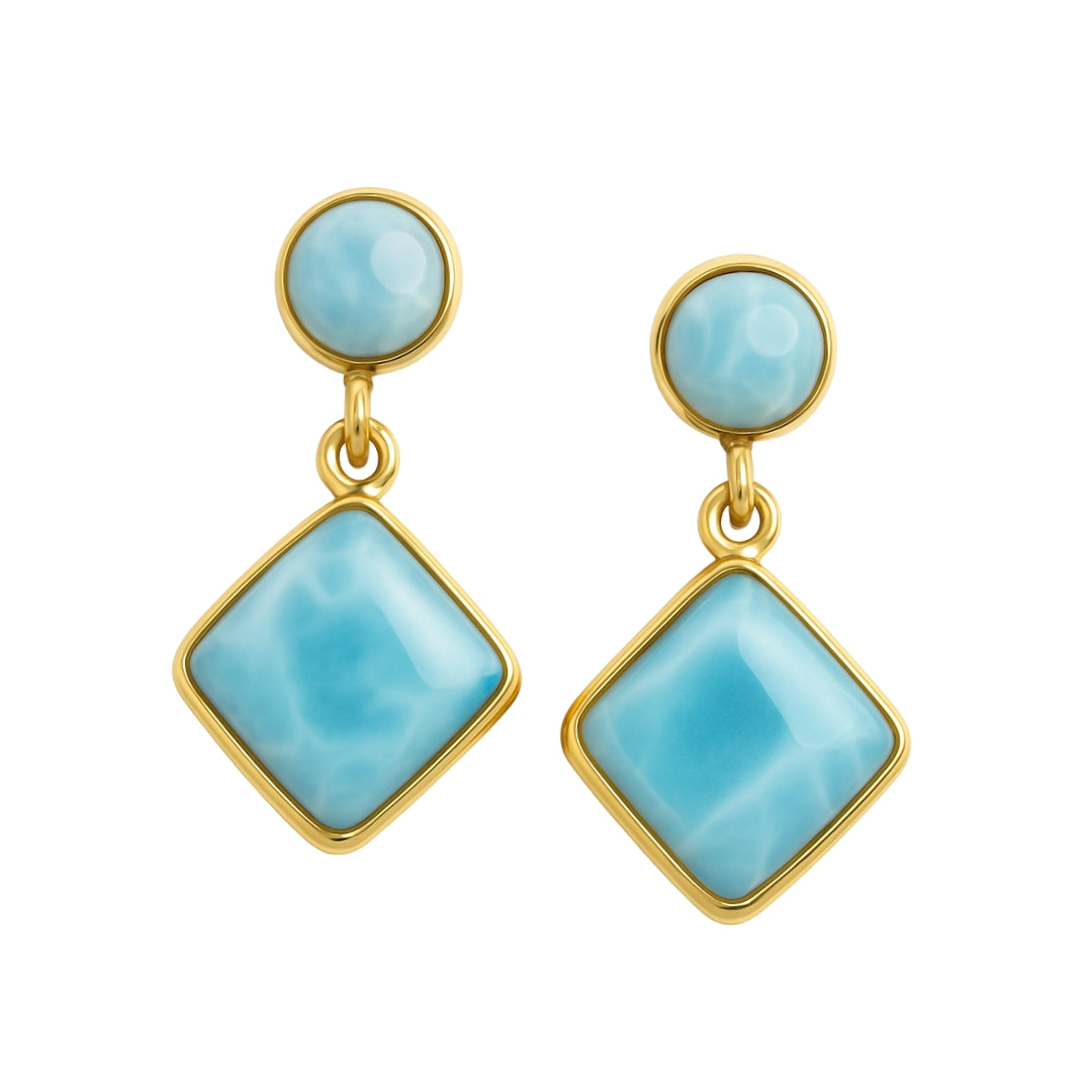 Triangular Larimar Earrings – Modern Dominican Larimar Jewelry