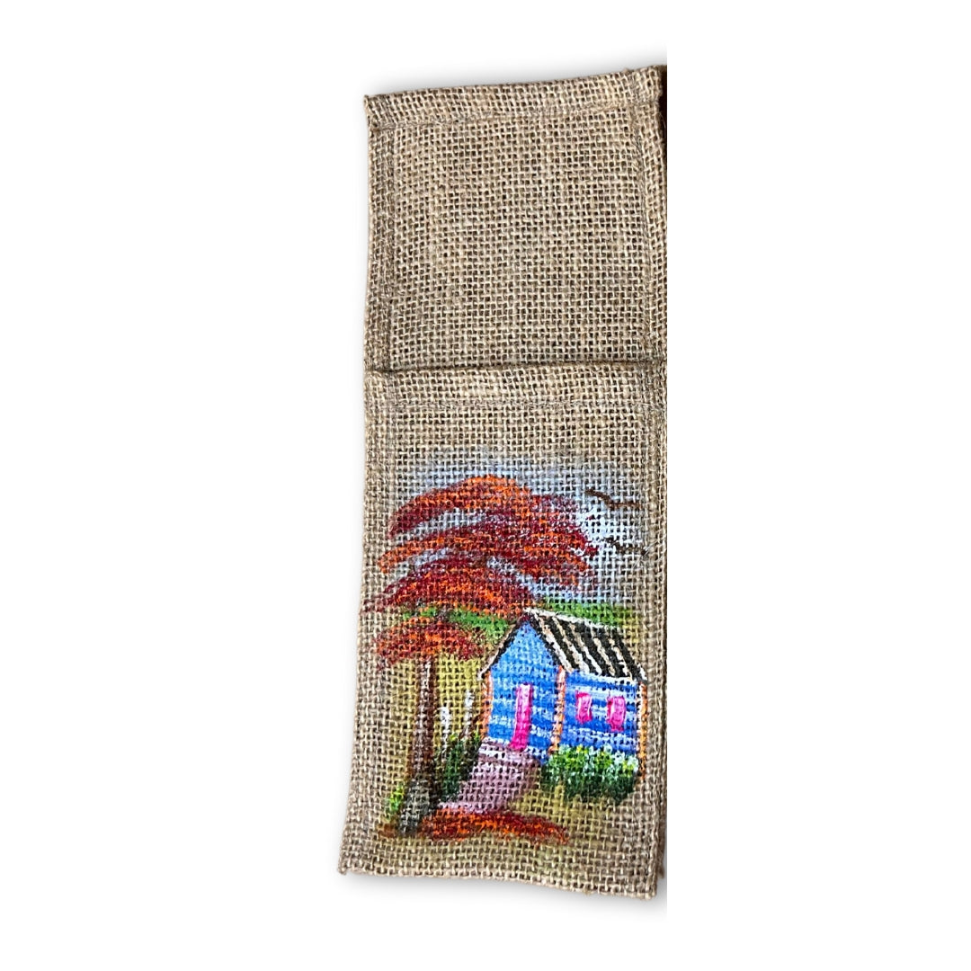 Cutlery Holder – Dominican Souvenir with Countryside House & Flamboyant Tree Design
