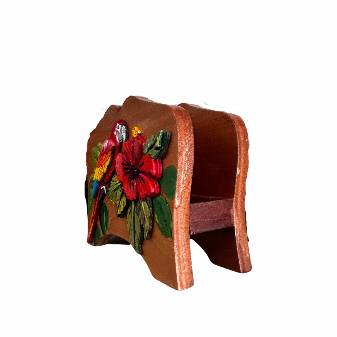 Napkin Holder – Dominican Souvenir with Cayenne Flower & Parrot Design
