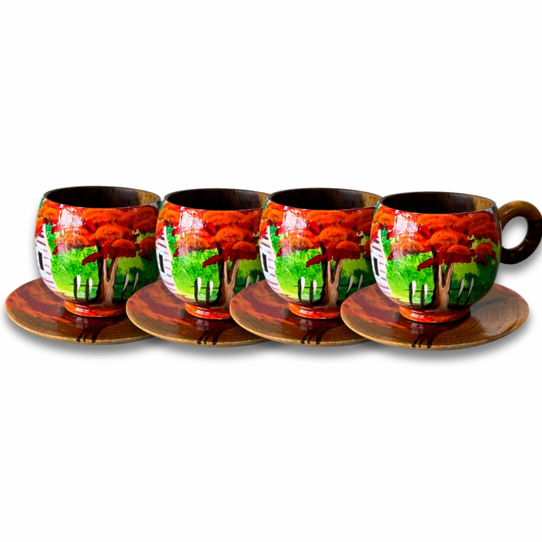 Taza de café de madera de 2 oz: souvenir dominicano artesanal con diseño de Campo