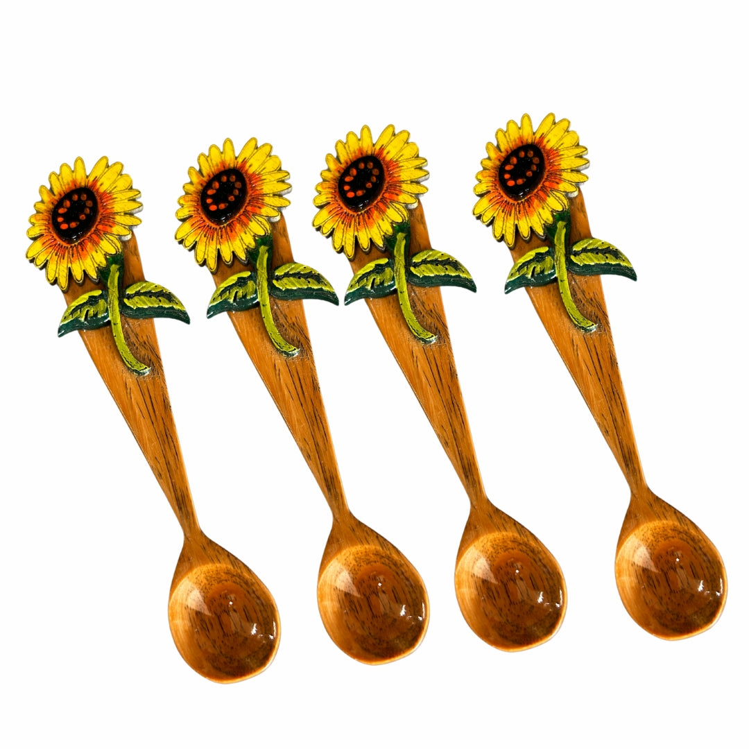 5" Wooden Spoon β Dominican Souvenir with Sunflower Design