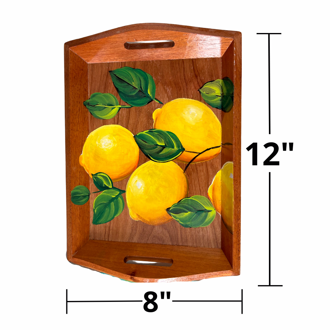 Handcrafted Wooden Tray – Lemon Design | Vibrant Dominican Souvenir