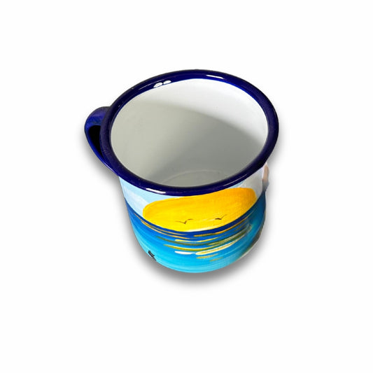 3 oz Metal Coffee Cup – Dominican Souvenir with Beach Sunset Design