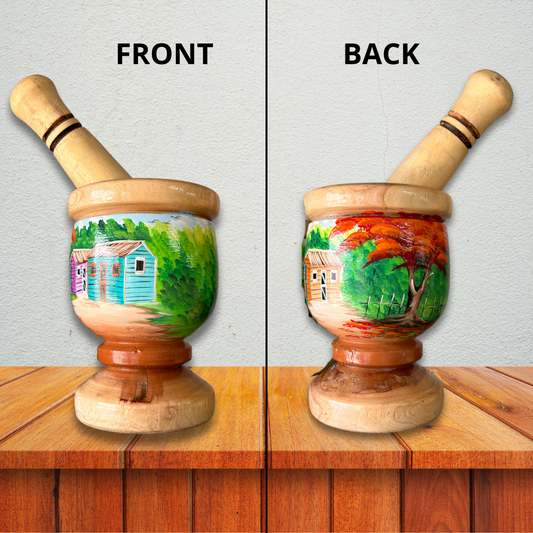 Decorative Mortar and Pestle – Traditional Dominican Field Design | Authentic Dominican Souvenir