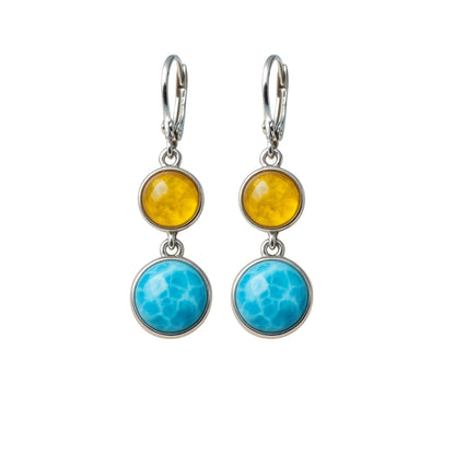 Amber and Larimar Earrings – Natural Dominican Jewelry Inspired by Earth and Sea