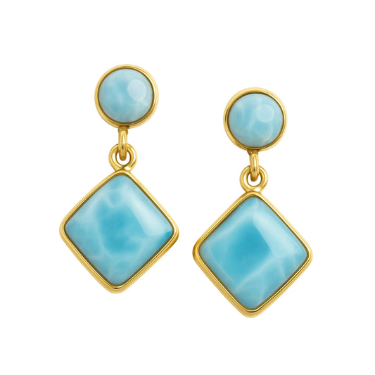 Triangular Larimar Earrings – Modern Dominican Larimar Jewelry