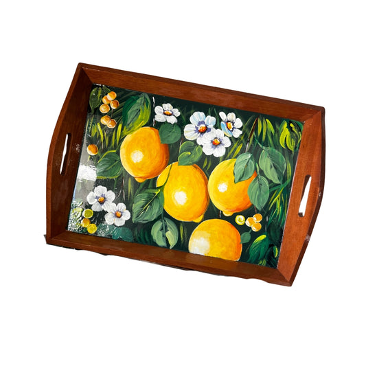 Handcrafted Wooden Tray – Lemon Design | Vibrant Dominican Souvenir