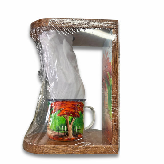 Dominican Coffee Dripper & Mug Set – Dominican Souvenir with Countryside House & Flamboyant Tree Designree Design (Copy)