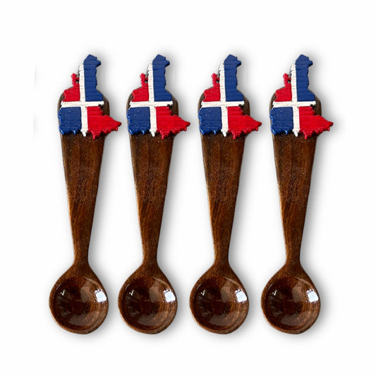 5" Wooden Spoon – Dominican Souvenir in the Shape of the Island with Flag Design