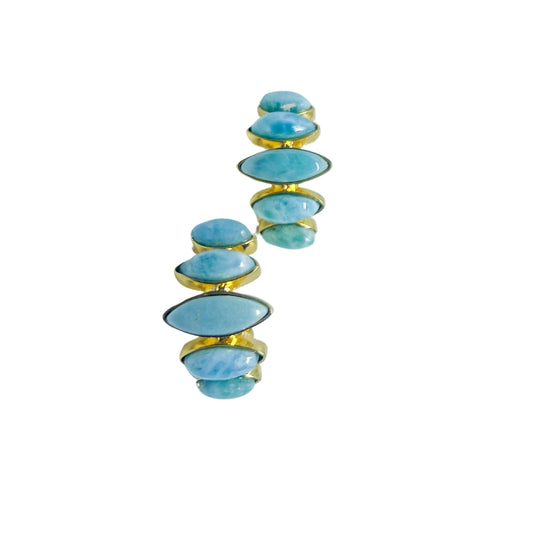 Gold-Plated Larimar Earrings – Authentic Dominican Larimar Jewelry