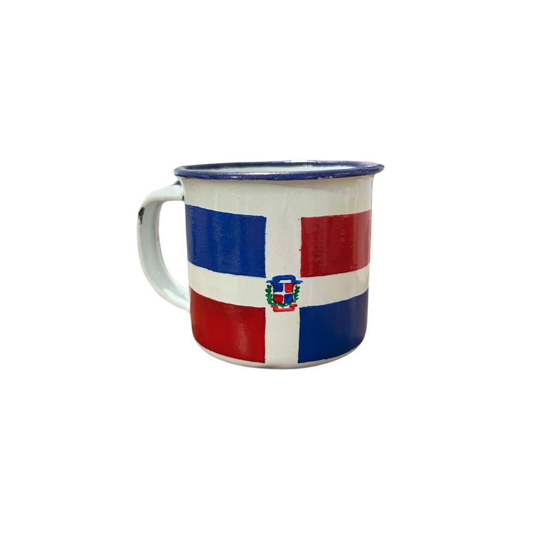 3 oz Metal Coffee Cup – Dominican Souvenir with Dominican Flag Design