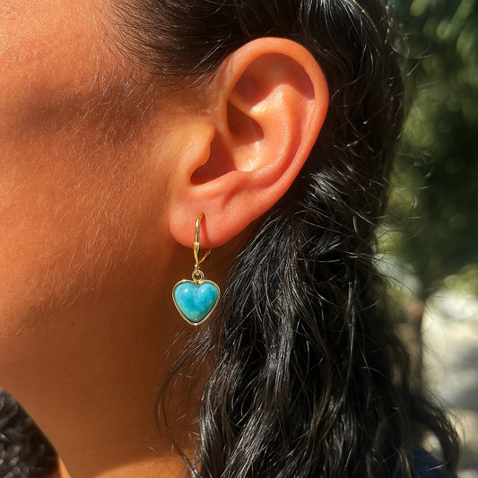 Heart-Shaped Larimar Earrings – Authentic Dominican Larimar Jewelry