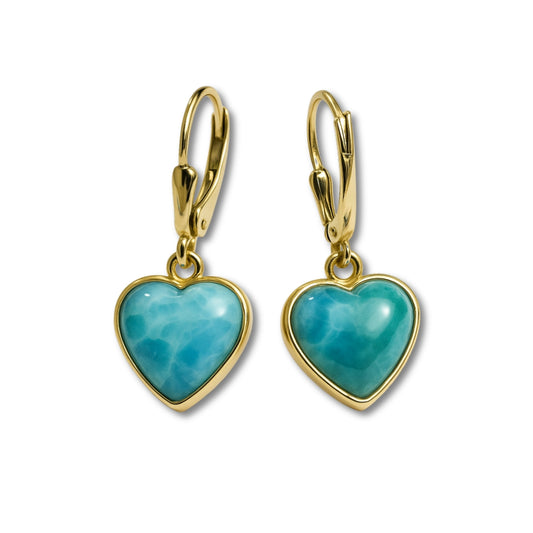 Heart-Shaped Larimar Earrings – Authentic Dominican Larimar Jewelry