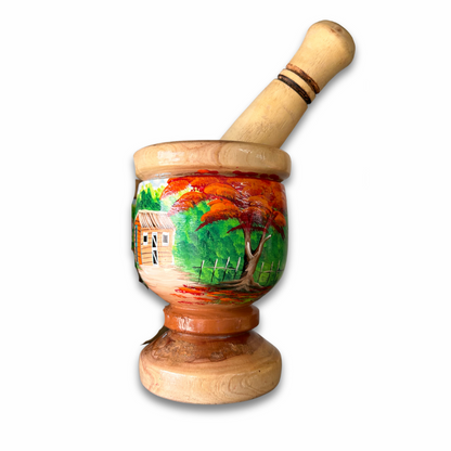 Decorative Mortar and Pestle – Traditional Dominican Field Design | Authentic Dominican Souvenir