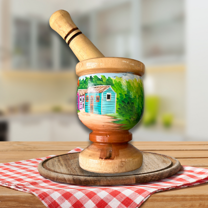Decorative Mortar and Pestle – Traditional Dominican Field Design | Authentic Dominican Souvenir