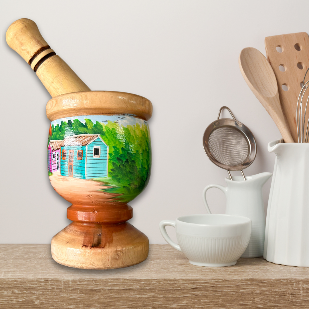 Decorative Mortar and Pestle – Traditional Dominican Field Design | Authentic Dominican Souvenir