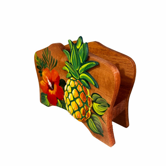 Napkin Holder – Dominican Souvenir with Cayenne Flower & Pineapple Design