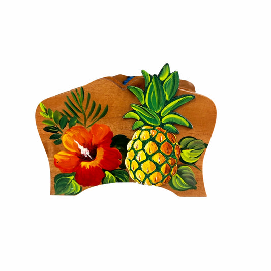 Napkin Holder – Dominican Souvenir with Cayenne Flower & Pineapple Design