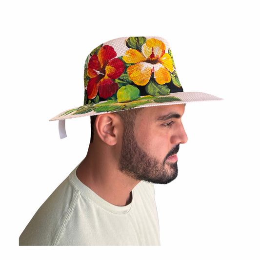Jute Hat – Dominican Souvenir with Cayenne Flower Design