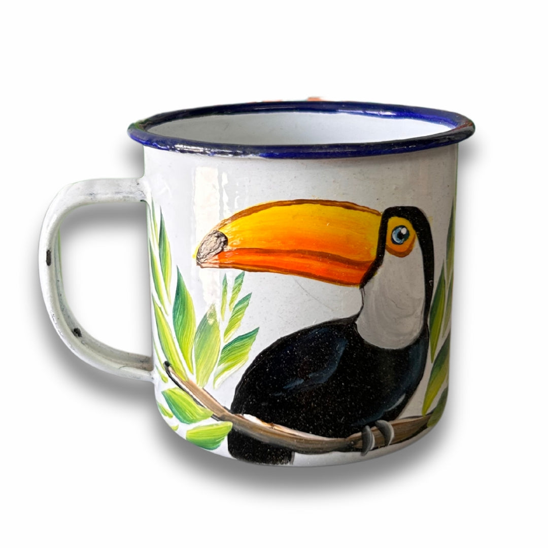 3 oz Metal Coffee Cup – Dominican Souvenir with Pelican Design