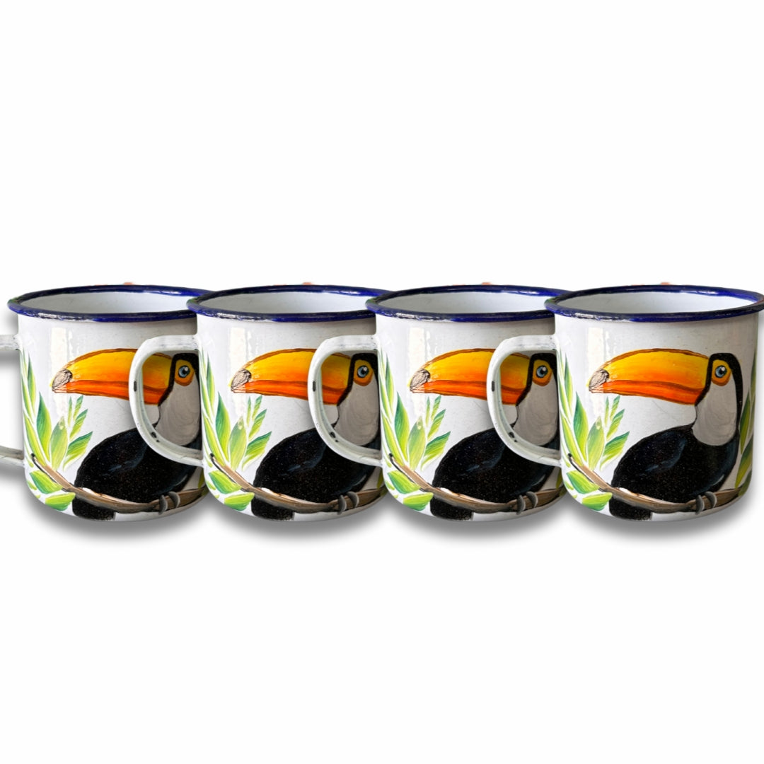 3 oz Metal Coffee Cup – Dominican Souvenir with Pelican Design