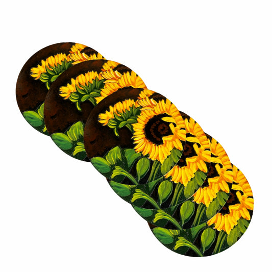 Set of 6 Coasters – Dominican Souvenir with Sunflower Design
