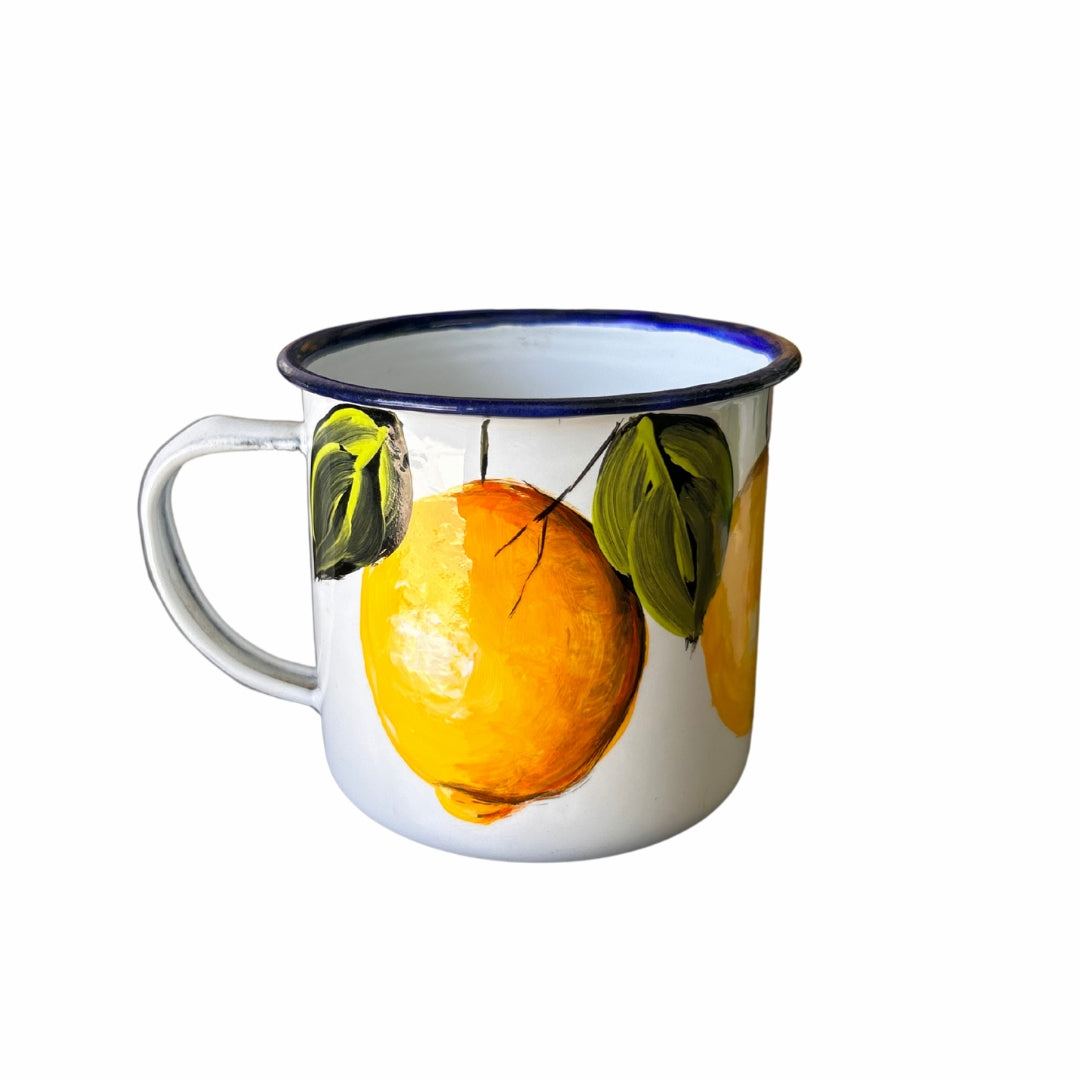 3 oz Metal Coffee Cup – Dominican Souvenir with Lemon Design