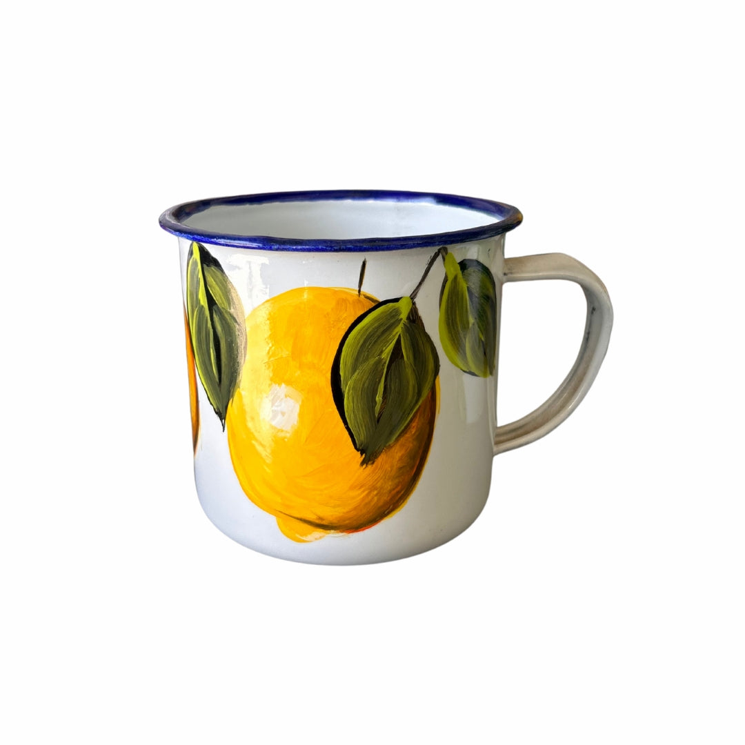 3 oz Metal Coffee Cup – Dominican Souvenir with Lemon Design