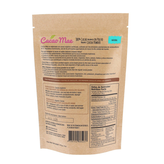 Cacao Mae – 100% Organic Dominican Cocoa Powder, No Sugar Added, Gluten Free (4oz & 8oz) – Direct from Dominican Republic