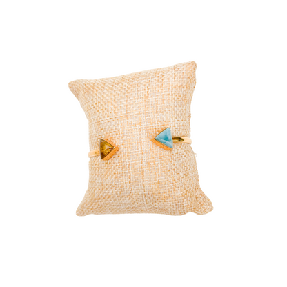 Gold-Plated Beach Bracelet with Larimar and Amber Ends – Authentic Dominican Jewelry