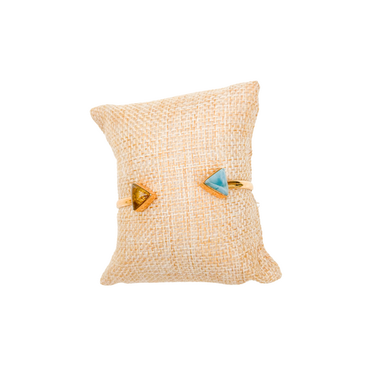 Gold-Plated Beach Bracelet with Larimar and Amber Ends – Authentic Dominican Jewelry