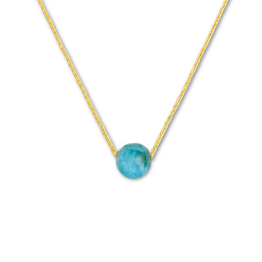 Gold-Plated 925 Silver Fine Chain with Larimar Sphere – Authentic Dominican Larimar Jewelry