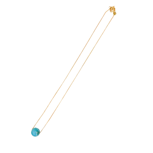 Gold-Plated 925 Silver Fine Chain with Larimar Sphere – Authentic Dominican Larimar Jewelry