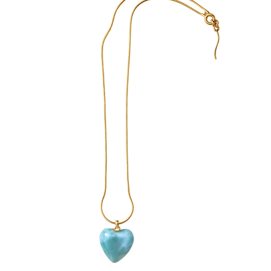 Larimar Heart Necklace – A Luxurious Touch of Dominican Serenity