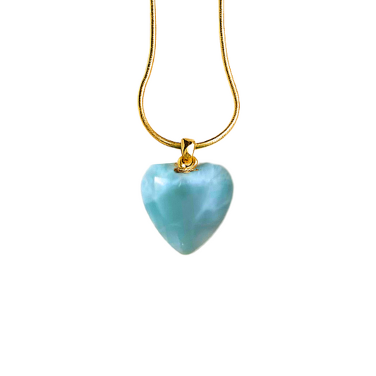 Larimar Heart Necklace – A Luxurious Touch of Dominican Serenity