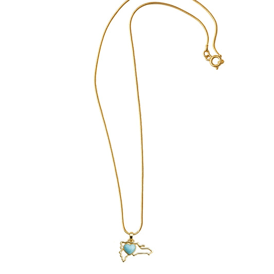 Map Pendant Necklace with Larimar Heart – Authentic Dominican Larimar Jewelry